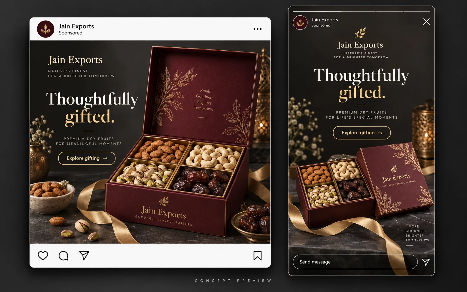 Jain Exports Meta Ads creative concept
