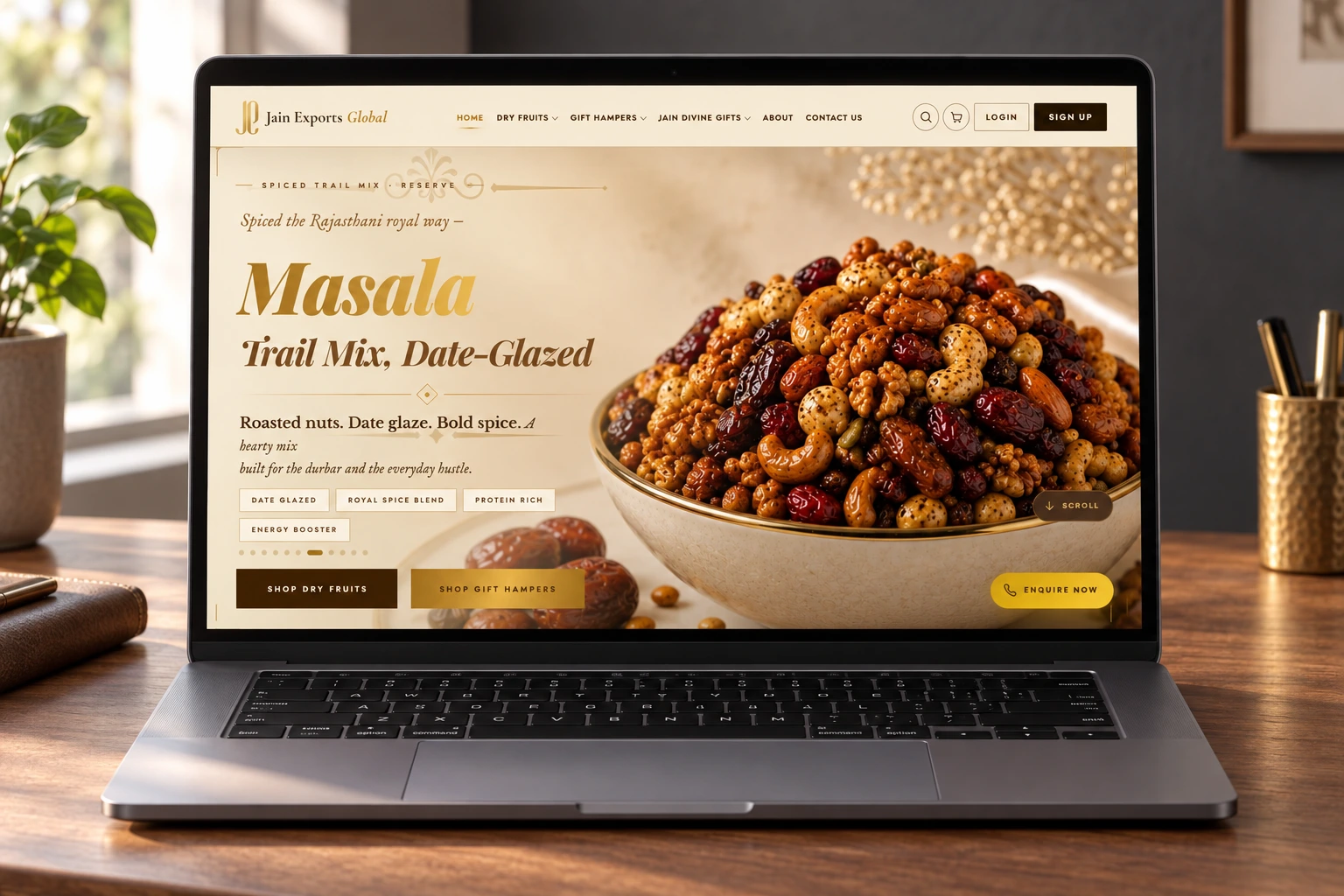 Jain Exports Global creative website mockup