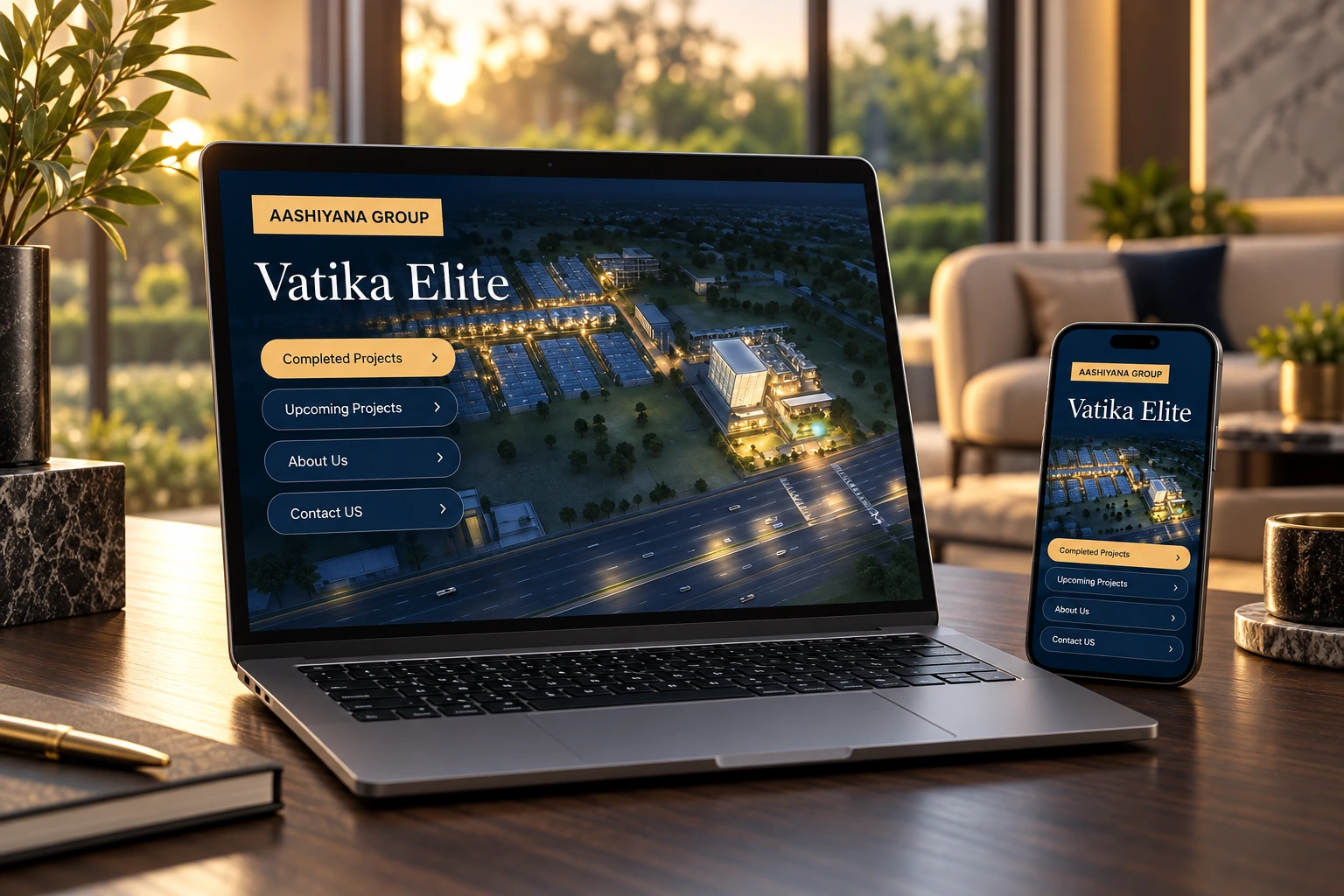 Aashiyana Group creative website mockup