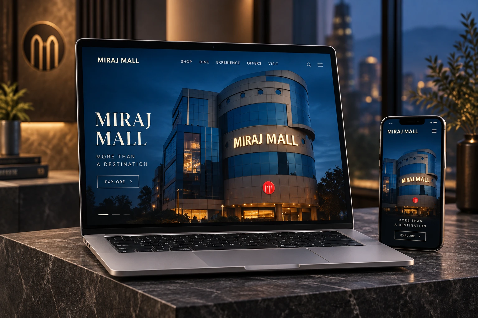 Miraj Mall creative website mockup