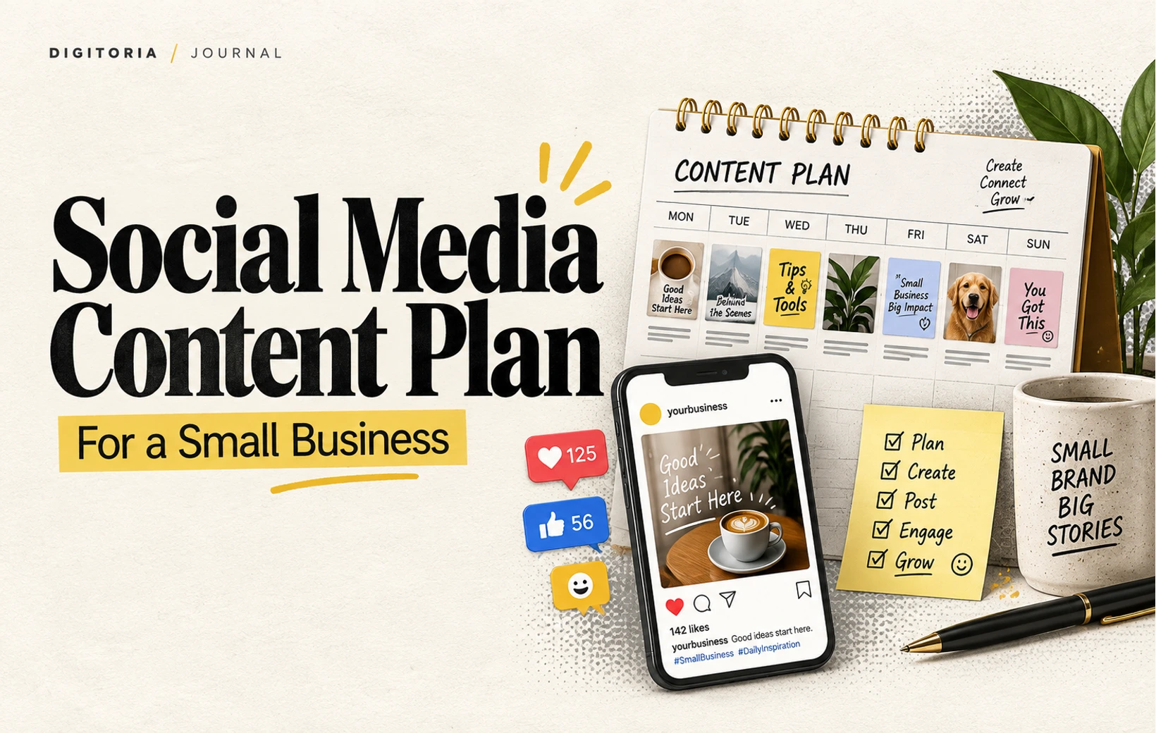A Simple Social Media Content Plan for a Small Business — Digitoria blog cover