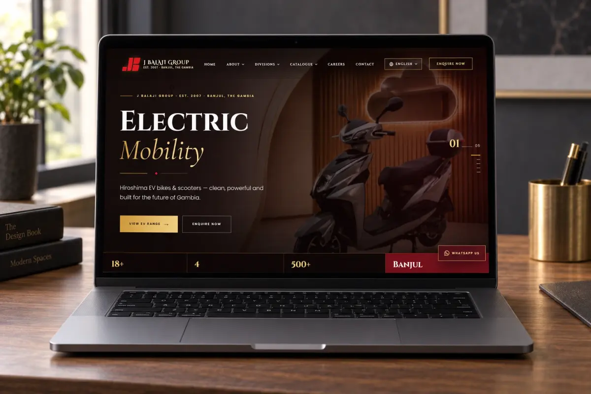 J Balaji Group creative website mockup